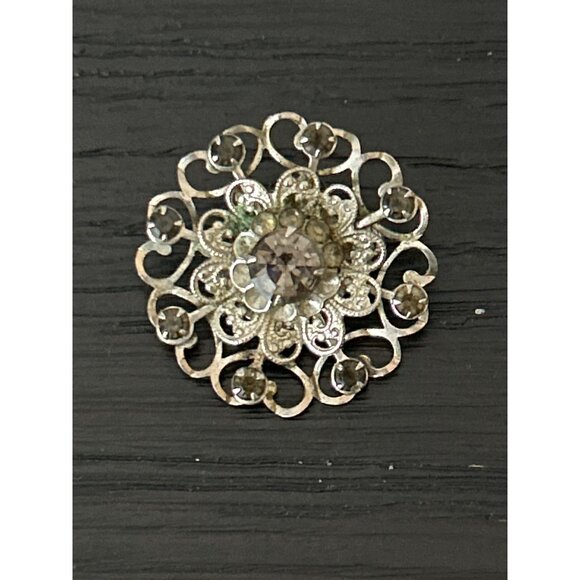 Lot of 10 Vintage/Non-Vintage Brooches Mixed Floral Rhinestone Enamel Accents - Picture 6 of 11